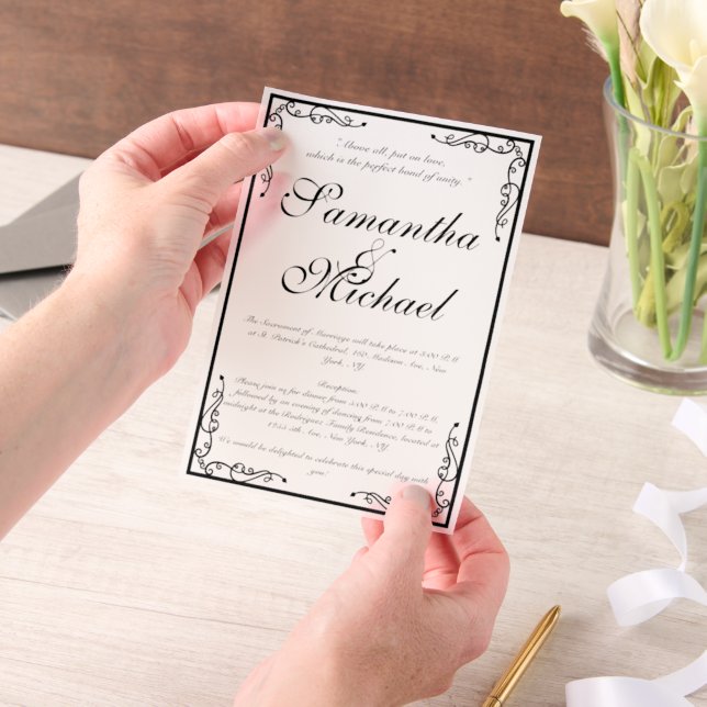 Vellum Classic Church Wedding Vellum Invitations (Handheld)