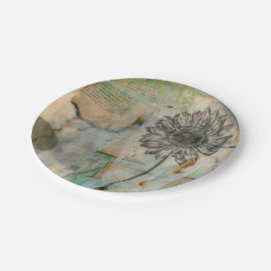 Vellum Floral I Paper Plate