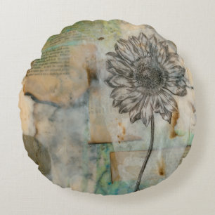 Vellum Floral I Round Cushion