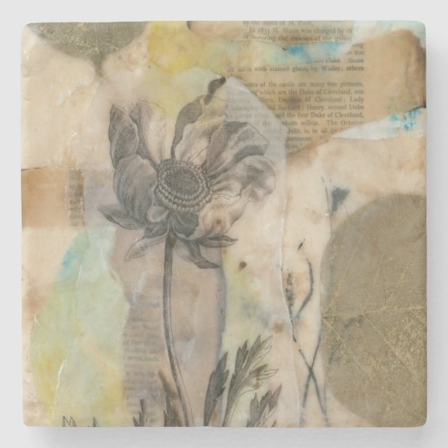Vellum Floral II Stone Coaster (Front)
