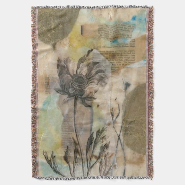 Vellum Floral II Throw Blanket (Front Vertical)