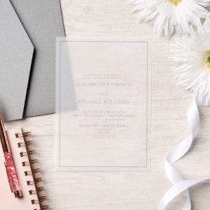 Vellum Formal Dusty Blue Classic Script Wedding Vellum Invitations