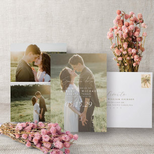 Vellum Look Hand Lettered Typography 3 Photo Save The Date