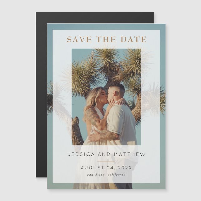 Vellum Overlay Full Photo Save the Date Magnetic Invitation (Front/Back)