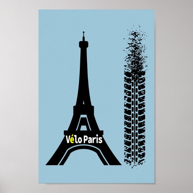 Velo Paris Bike Eiffel Tower Poster (Front)