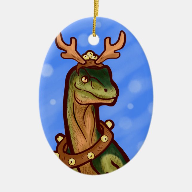 Veloci-reindeer Ceramic Ornament (Front)