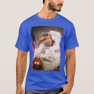 Velociraptor Astronaut Dino Space Suit Moon Rocket T-Shirt