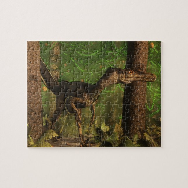 Velociraptor dinosaur in the forest jigsaw puzzle (Horizontal)