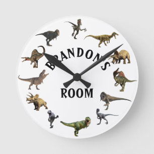 Velociraptor Dinosaur Jurassic Age Tyrannosaurus Round Clock