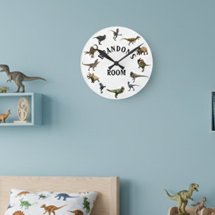 Velociraptor Dinosaur Jurassic Age Tyrannosaurus Round Clock