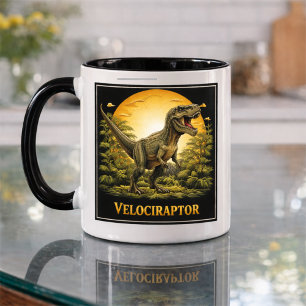 Velociraptor Dinosaur Prehistoric Moon Mug