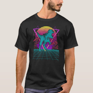 Velociraptor Dinosaur Retro 80s Vaporwave Vintage  T-Shirt