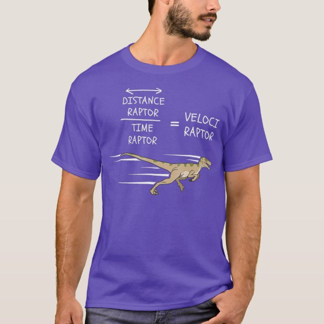 Velociraptor Equation  Funny Physics Dinosaur T-Shirt (Front)