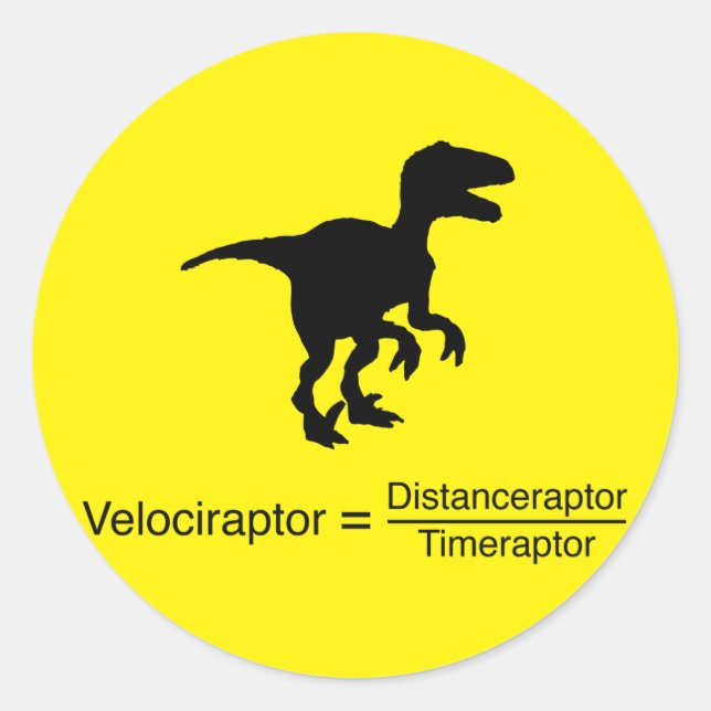 velociraptor funny science classic round sticker (Front)
