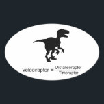 velociraptor funny science oval sticker<br><div class="desc">Funny dinosaur physics equation</div>