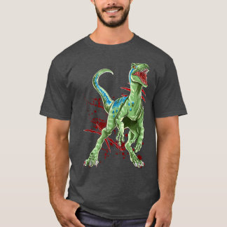 Velociraptor Green Dinosaur Identification Dinosau T-Shirt