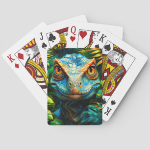 Velociraptor Portrait Vivid Jungle Closeup Playing Cards