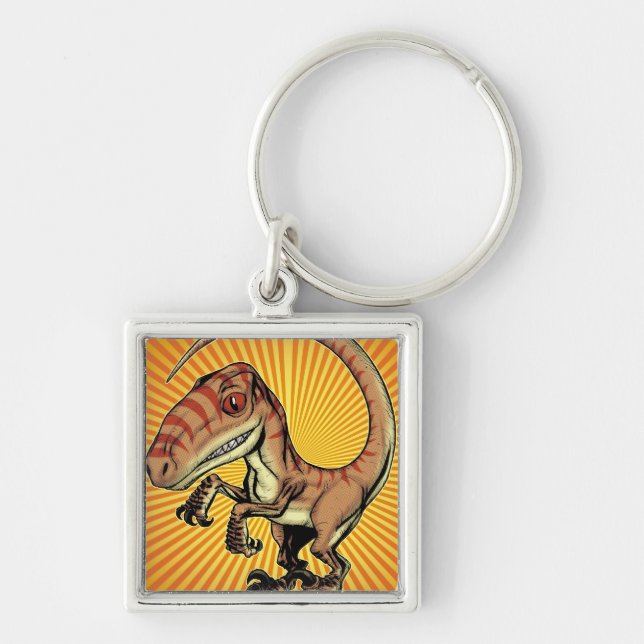 Velociraptor Raptor Dinosaur by Marco D Carillo Key Ring (Front)