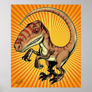 Velociraptor Raptor Dinosaur by Marco D Carillo Poster