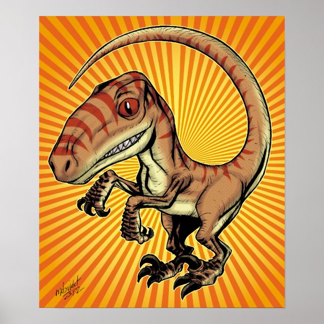 Velociraptor Raptor Dinosaur by Marco D Carillo Poster (Front)
