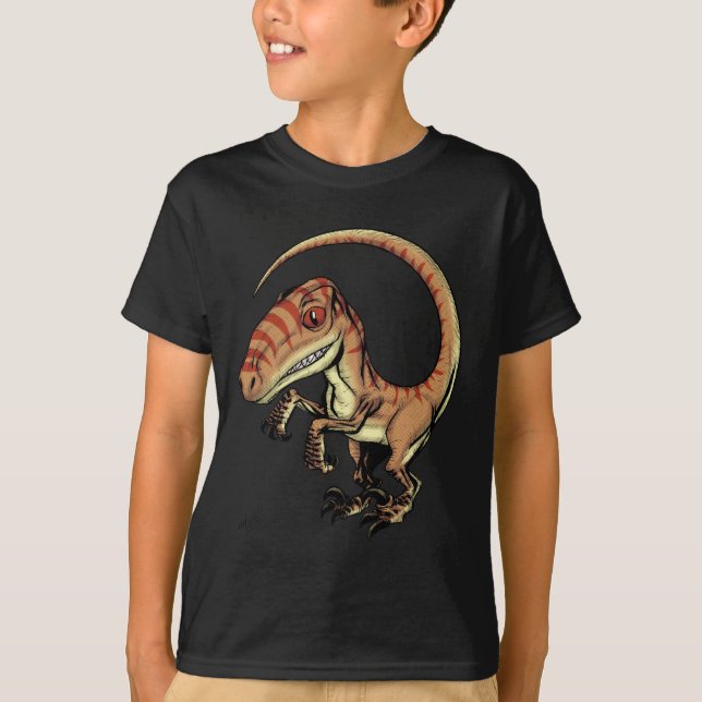 Velociraptor Raptor Dinosaur by Marco D Carillo T-Shirt (Front)