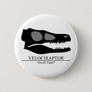 Velociraptor Skull 6 Cm Round Badge
