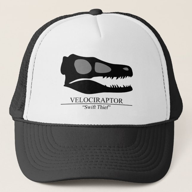 Velociraptor Skull Trucker Hat (Front)