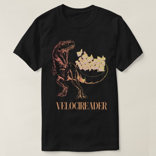 Velocireader Awesome Velociraptor Reader dinosaur T-Shirt (Design Front)