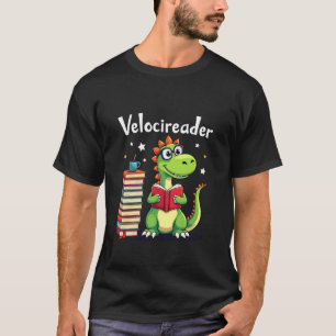 Velocireader Velociraptor Dinosaur Reading Book Lo T-Shirt