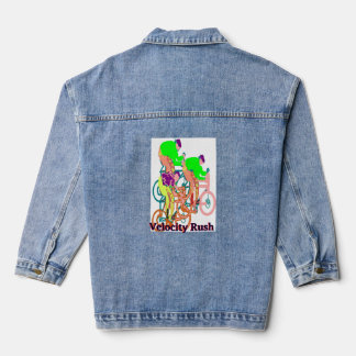 Velocity Rush Bicycle Racing Design  Denim Jacket