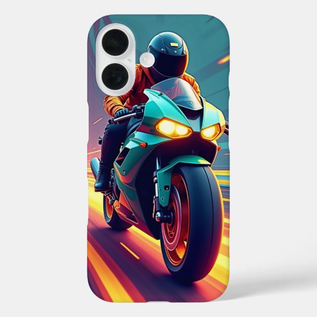 Velocity Rush: Neon Rider Phone Case  (Back)