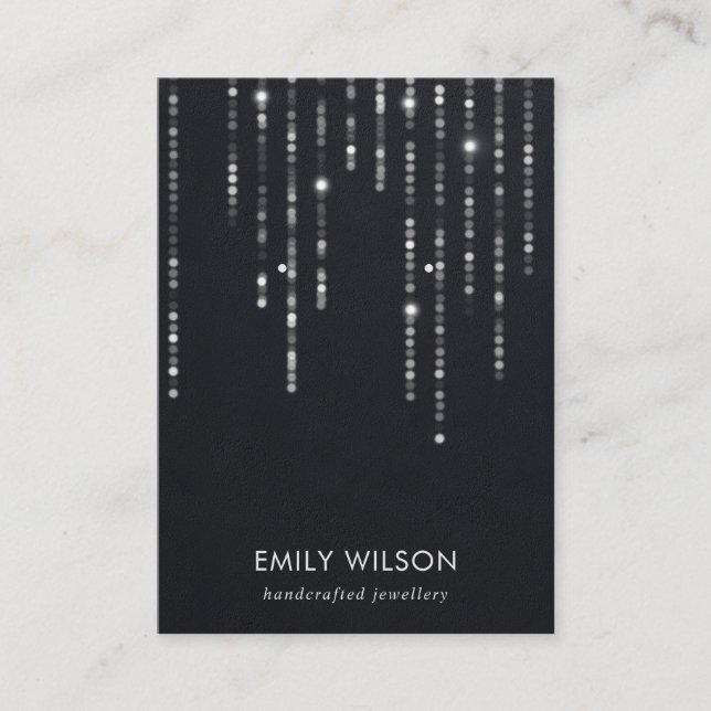 VELVET BLACK STRING LIGHTS STUD EARRING DISPLAY  BUSINESS CARD (Front)