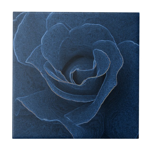 Velvet blue rose ceramic tile (Front)