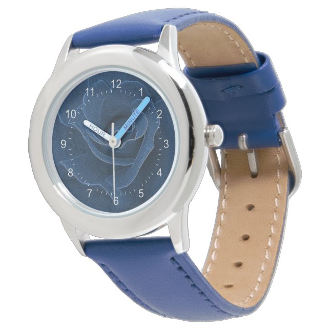 Velvet blue rose watch (Angled)