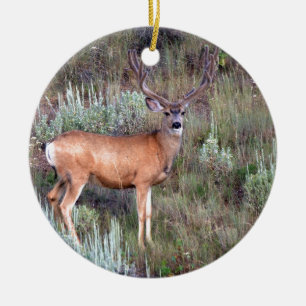 Velvet buck ceramic tree decoration