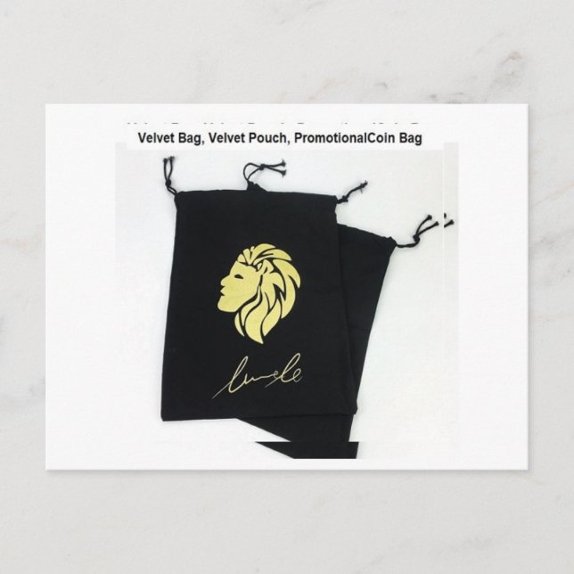 Velvet Coin Bag, Velvet Pouch, Logo Print Bags Postcard (Front)