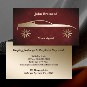 Velvet Crimson Red & Gold Auto Business Card