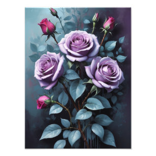 Velvet Embrace: A Symphony of Purple Roses Photo Print
