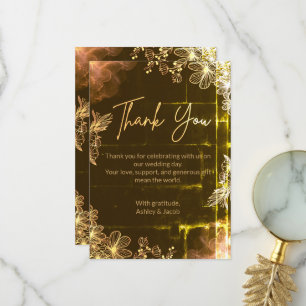 Velvet Emerald Glow Wedding Thank You Card