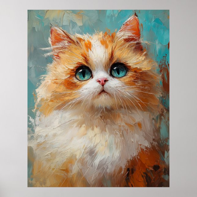 Velvet-Furred Persian Kitten Painting Poster (Front)