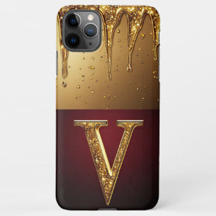 💎 Velvet Glitter V Monogram Dripping Custom  iPhone 11Pro Max Case
