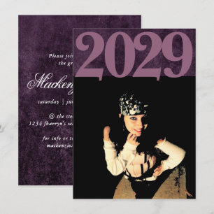 Velvet Grad   Amethyst Purple Moody Grunge Photo Invitation