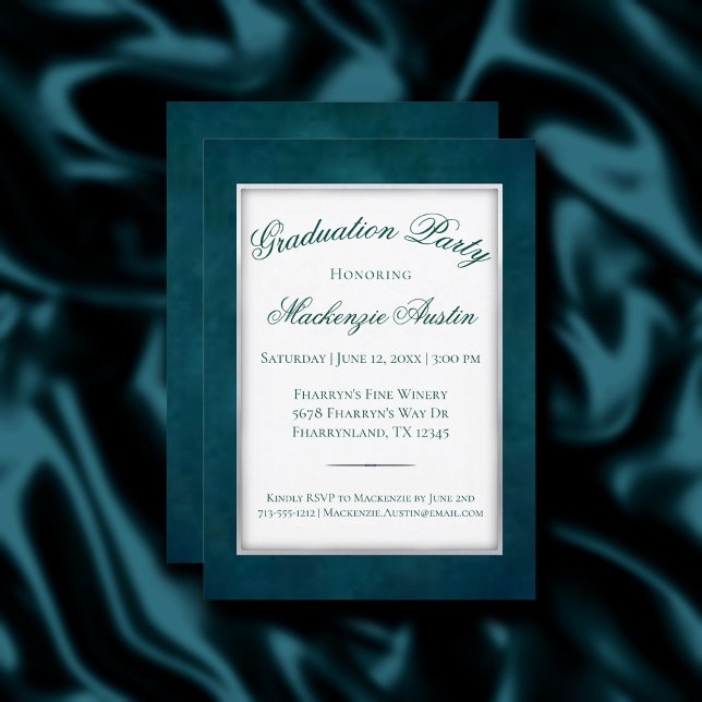 Velvet Grad | Modern Dark Teal Moody Watercolor Invitation (Creator Uploaded)