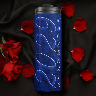 Velvet Grad   Sapphire Blue Dark Jewel Tone Grunge Thermal Tumbler