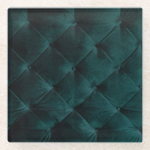 Velvet Green: Malachite Textile Elegance Glass Coaster