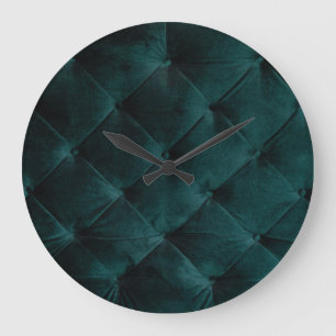 Velvet Green: Malachite Textile Elegance Large Clock