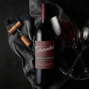 Velvet Henna Grunge Deep Crimson Red Thank You Wine Label