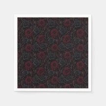 Velvet Macabre Gothic Black Roses & Crimson Dahlia