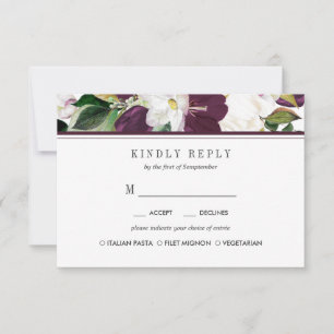 Velvet Magnolia Floral Wedding  RSVP MEAL option