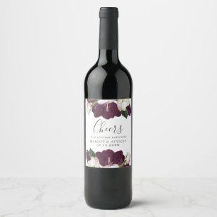 Velvet Magnolia    WEDDING Personalised "cheers" Wine Label